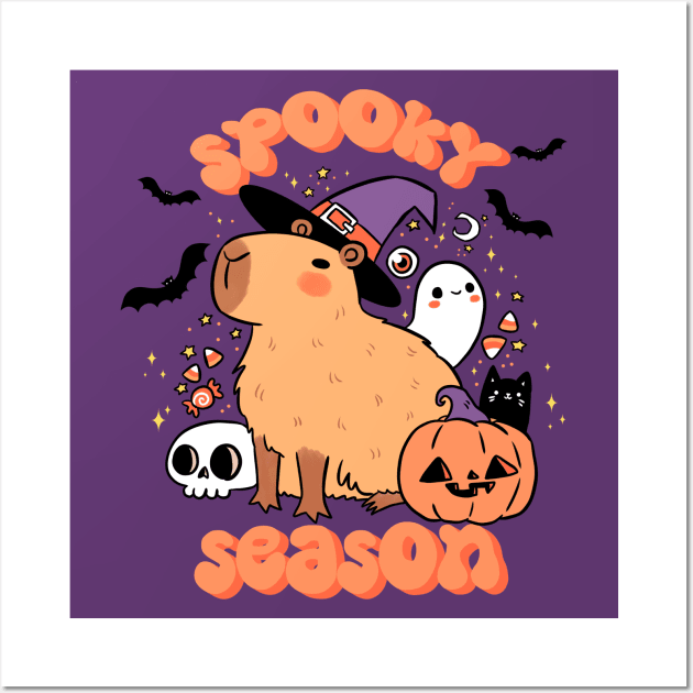 Spooky season  a cute capybara ready for halloween Wall Art by Yarafantasyart